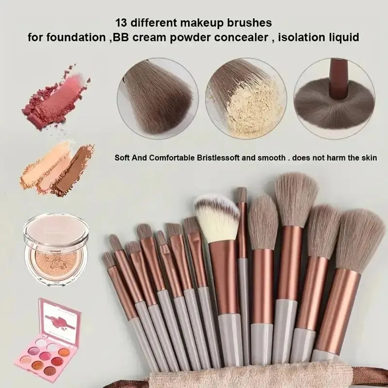 10-Piece Soft Fluffy Makeup Brush Set – Foundation, Powder, Eyeshadow, Kabuki