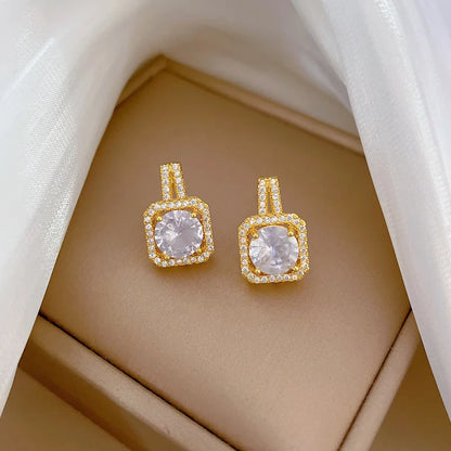 Fashion Square Zircon Necklace Earrings Ring Set For Women Luxury Wedding Engagement & Party Jewelry Set