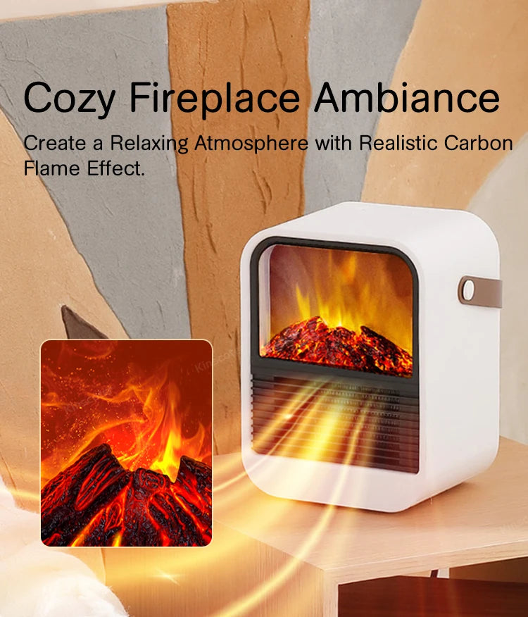 Fireplace Electric Heater Portable Desktop Warmer, Warm Blower Fan for Home Heating