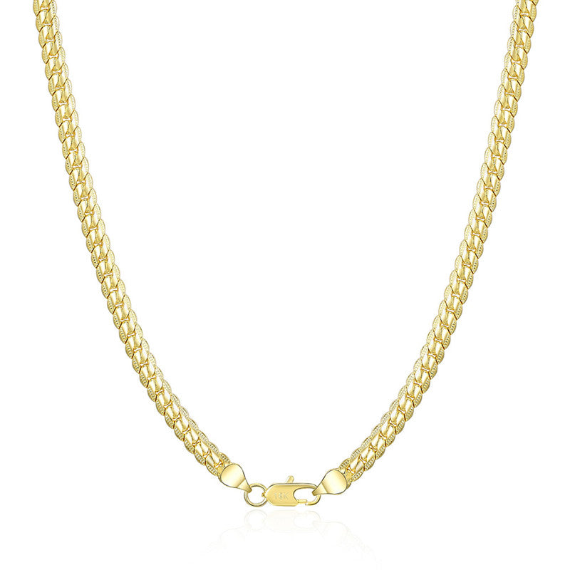 18K Gold/Silver Color 6mm Full Sideways Necklace — 8/18/20/24 Inch Chain