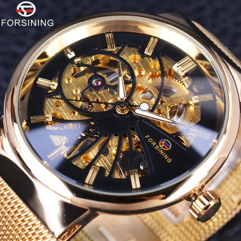 Forsining Fashion Luxury Unisex Skeleton Dial Watch — Waterproof, Small Dial, Top Brand