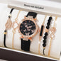 6-Piece Women's Watch Set — Luxury Leather + Analog Quartz