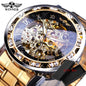 Winner Transparent Fashion Diamond Luminous Mechanical Skeleton Wrist Watch — Men