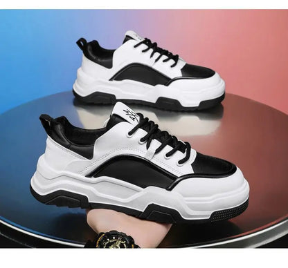 Spring 2025 Breathable White Sneakers — Men’s Thick-Soled Sports Casual / Dad Shoes