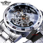 Winner Transparent Fashion Diamond Luminous Mechanical Skeleton Wrist Watch — Men