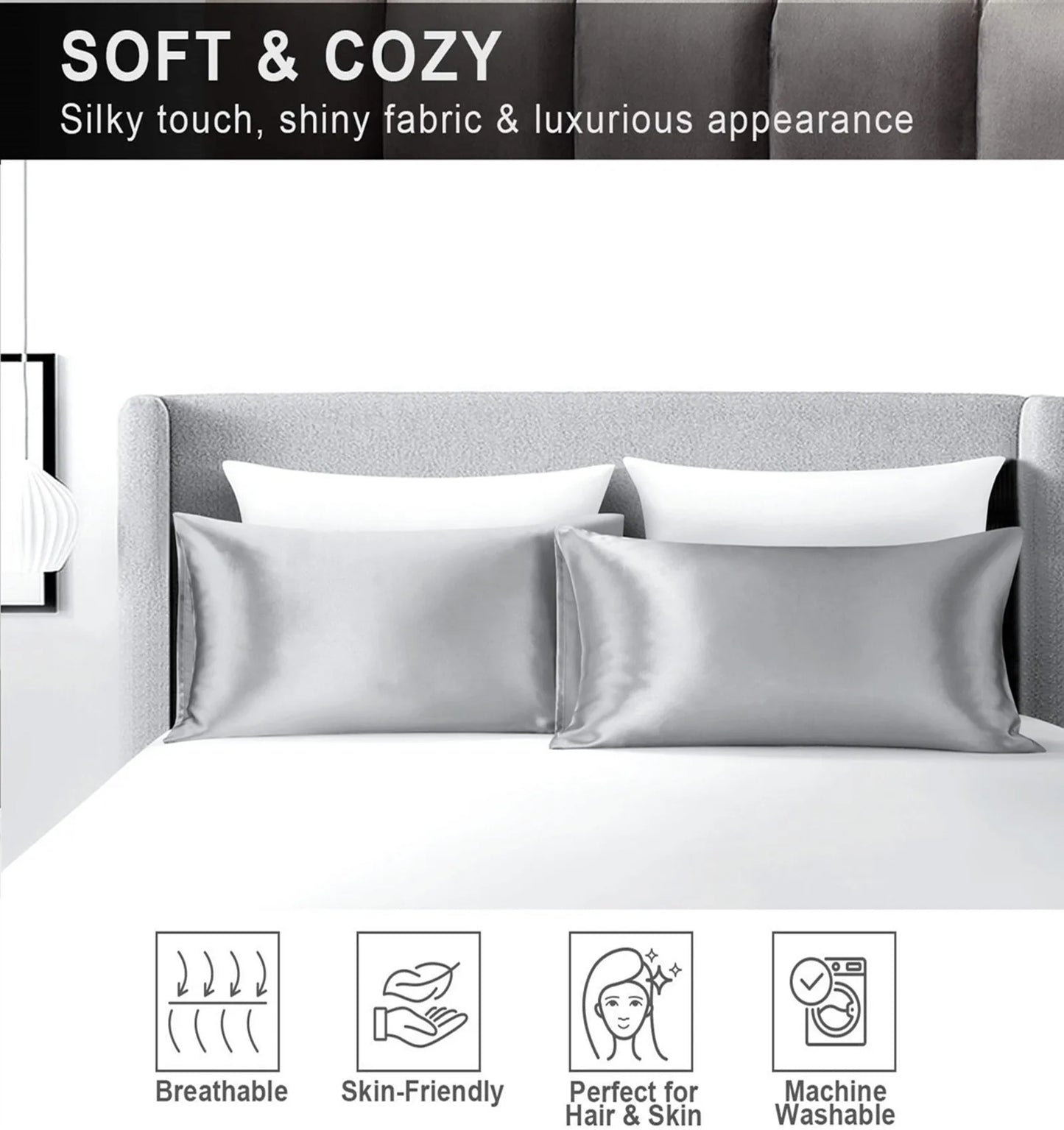 JuwenSilk Silk Pillowcase (Queen) – Natural Mulberry Silk, Smooth, Gentle on Hair & Skin