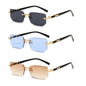 Rectangle Rimless Sunglasses — Small Square Sun Glasses for Female & Male Summer Travel
