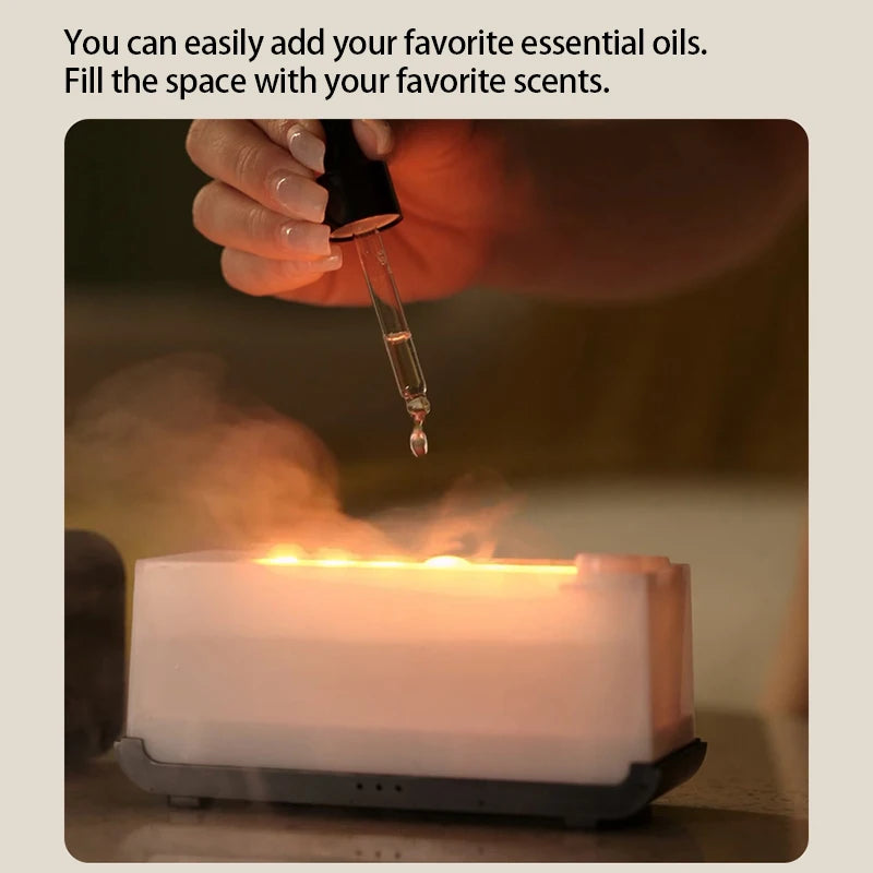 Mini Desktop Flame Humidifier with LED Lights – USB Diffuser & Aromatherapy