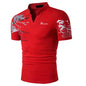 Graphic Print Polo Shirt for Men — V-Neck, Short-Sleeve Sports Fashion