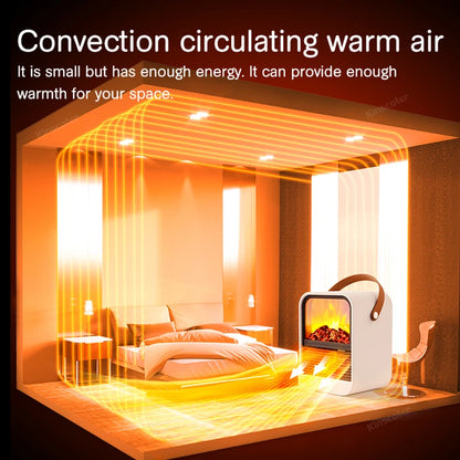Fireplace Electric Heater Portable Desktop Warmer, Warm Blower Fan for Home Heating