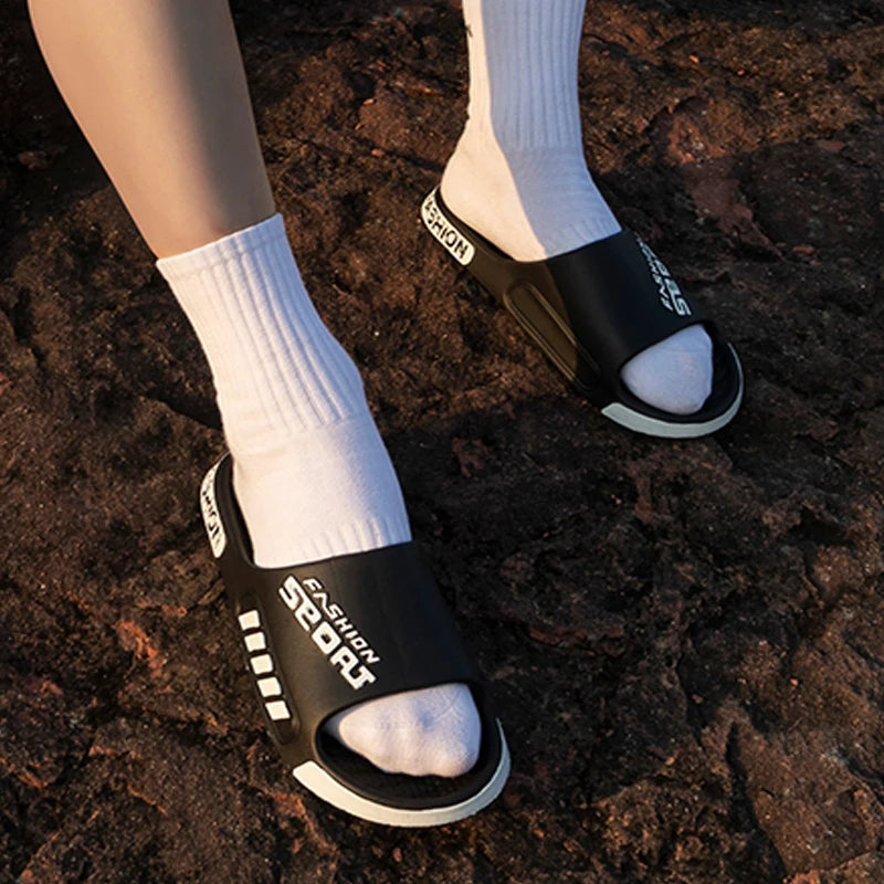 48-49 Men's Summer Slippers — Flat Sole, Open-Toe Slides for Women & Men