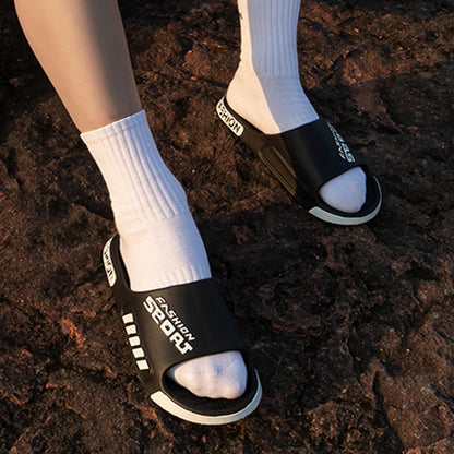 48-49 Men's Summer Slippers — Flat Sole, Open-Toe Slides for Women & Men