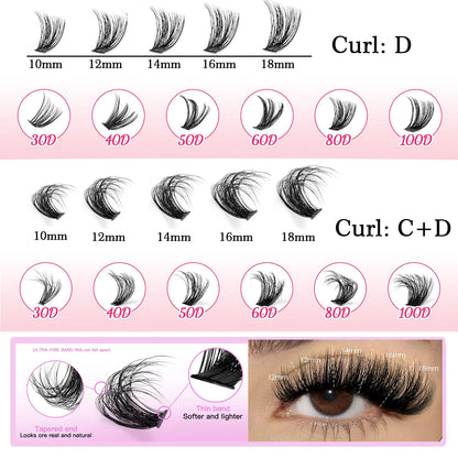 600pcs DIY Eyelash Extensions Kit — Thick Fluffy 30D/100D, Mix Length