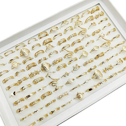 30pc/Lot Gold Color Finger Rings for Girls — Love, Snake, Animal, Butterfly, Cutout, Star, Pearl, Thin Joint
