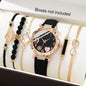6-Piece Women's Watch Set — Luxury Leather + Analog Quartz