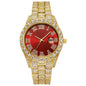 Men's Luxury Rhinestone Watch – 40mm Glass Dial, Iced Steel Bracelet, Custom Band Length