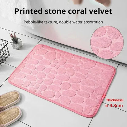 One-Piece Embossed Fiber Carpet — Anti-Slip Pebble Mat for Home