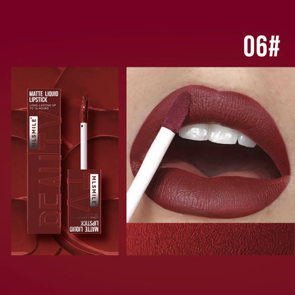 MLSMILE Velvet Satin Lip Glaze (6 Colors) — Non-Stick Cup, Watertight Matte Lipstick