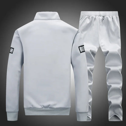 Men's 2-Piece Winter Set: Stand Neck Jacket & Matching Drawstring Pants