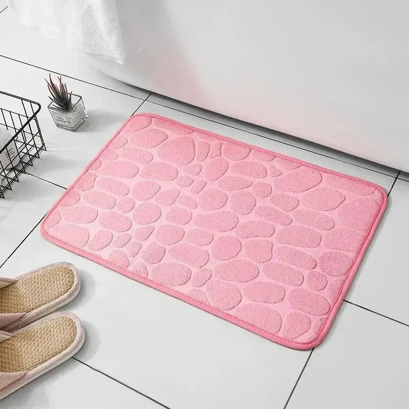 One-Piece Embossed Fiber Carpet — Anti-Slip Pebble Mat for Home