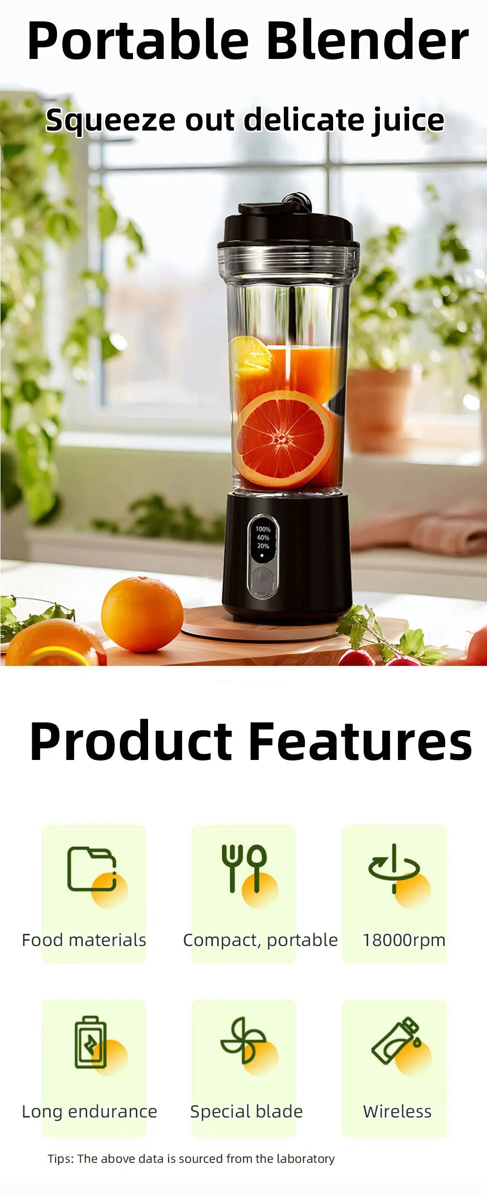 500ml Wireless Portable Juicer — USB Rechargeable, Intelligent Juice Cup, Mini Blender for Kitchen & Camping