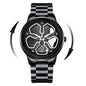 Original Wheel Rotating Men Watch — Black Stainless Steel Strap, 3Bar Quartz