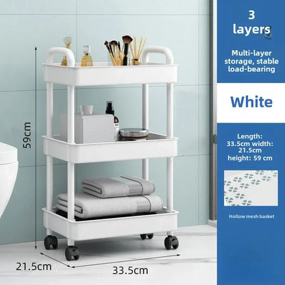 2025 Practical Rolling Cart (3-Layer) — Reinforced Handle for Kitchen, Bathroom, Craft & Nursery