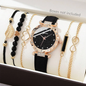 6-Piece Women's Watch Set — Luxury Leather + Analog Quartz