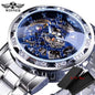Winner Transparent Fashion Diamond Luminous Mechanical Skeleton Wrist Watch — Men