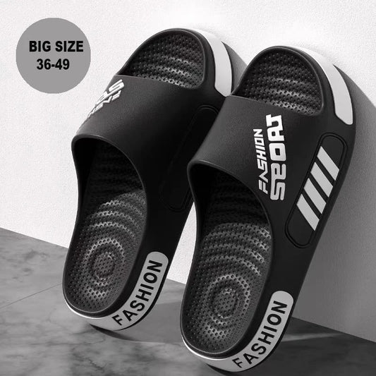 48-49 Men's Summer Slippers — Flat Sole, Open-Toe Slides for Women & Men