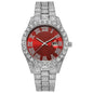 Men's Luxury Rhinestone Watch – 40mm Glass Dial, Iced Steel Bracelet, Custom Band Length