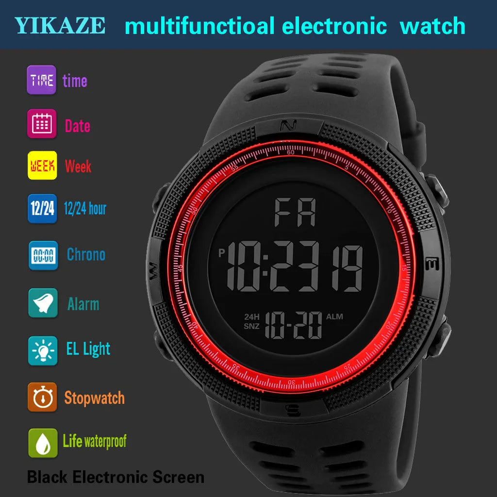 Electronic Watch for Men — Military Style, Luminous Multifunction LED Digital Wristwatch