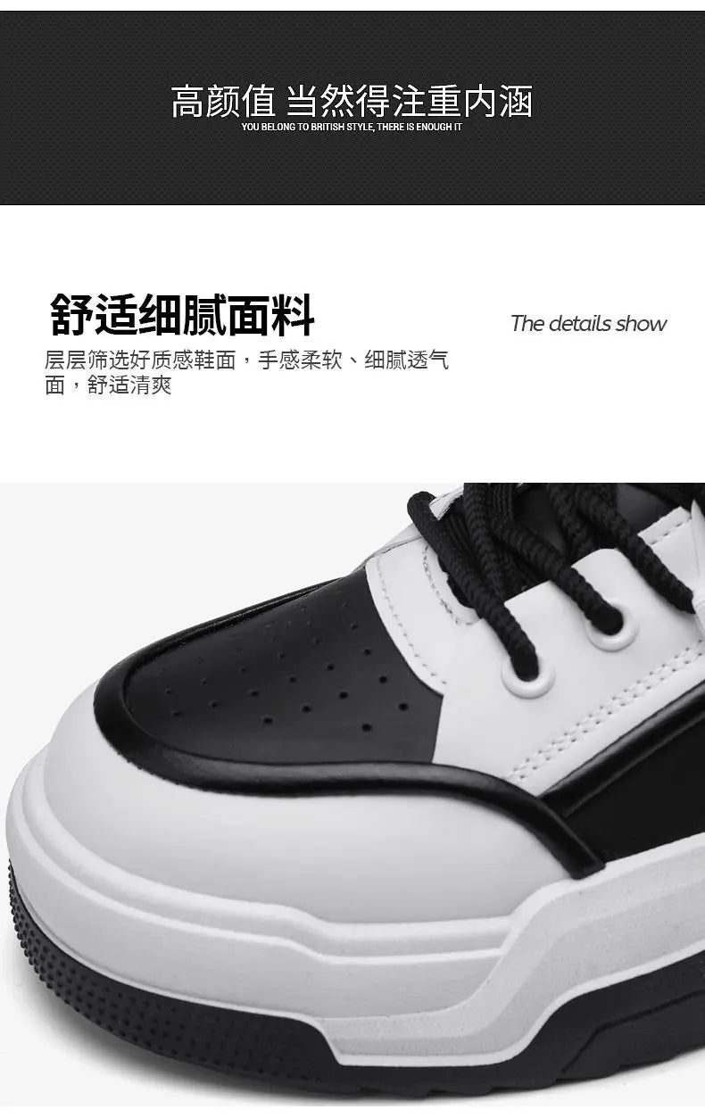Spring 2025 Breathable White Sneakers — Men’s Thick-Soled Sports Casual / Dad Shoes