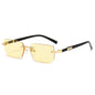 Rectangle Rimless Sunglasses — Small Square Sun Glasses for Female & Male Summer Travel