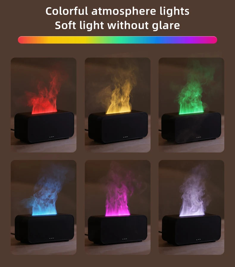 Mini Desktop Flame Humidifier with LED Lights – USB Diffuser & Aromatherapy
