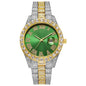 Men's Luxury Rhinestone Watch – 40mm Glass Dial, Iced Steel Bracelet, Custom Band Length