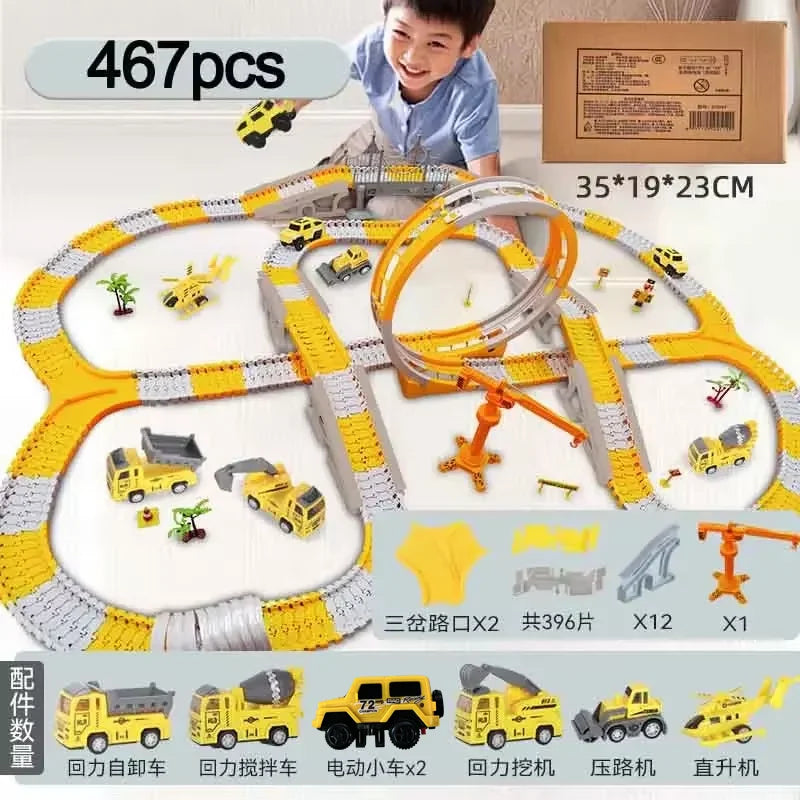Educational Electric Track Car Set – 137–467 Pieces, Build & Learn Toy for Kids