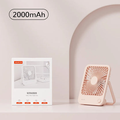 JISULIFE Portable Desk Fan – Ultra-Quiet USB Rechargeable with 4 Speeds