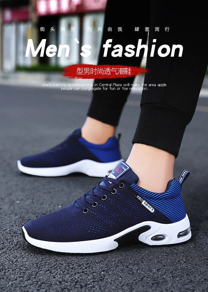 Men’s 2025 Breathable Lace-Up Running Shoes – Light Casual Sports Sneakers