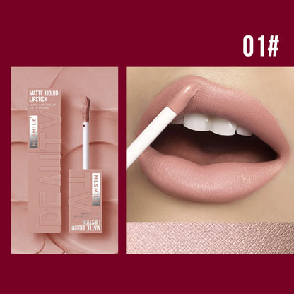 MLSMILE Velvet Satin Lip Glaze (6 Colors) — Non-Stick Cup, Watertight Matte Lipstick