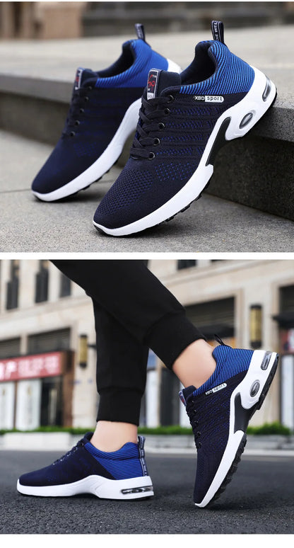 Men’s 2025 Breathable Lace-Up Running Shoes – Light Casual Sports Sneakers