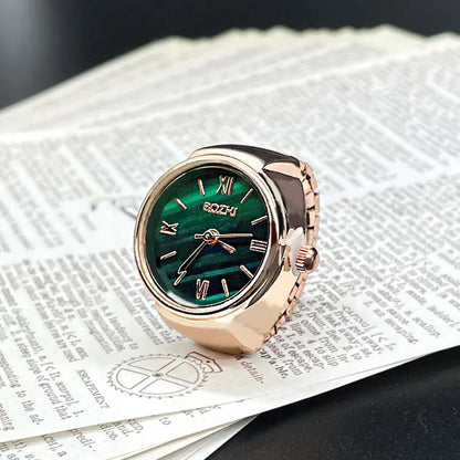 Hot-Selling Finger Ring Watch — Quartz Movement, Vintage Alloy Shell, Unisex Gift