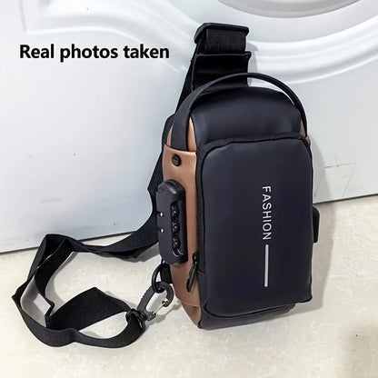Oxford Fabric Sling Bag for Men — Crossbody Chest Pack, Zip Closure