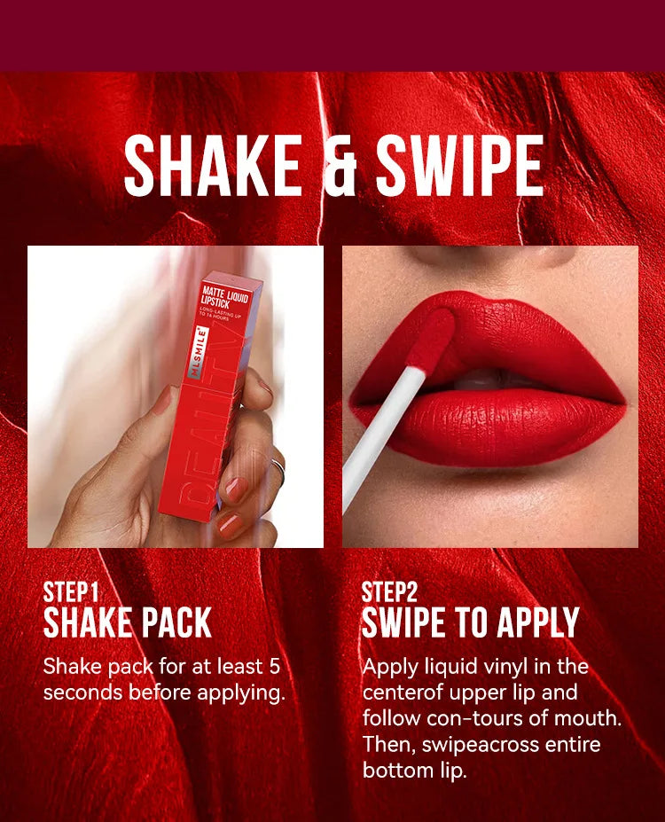 MLSMILE Velvet Satin Lip Glaze (6 Colors) — Non-Stick Cup, Watertight Matte Lipstick