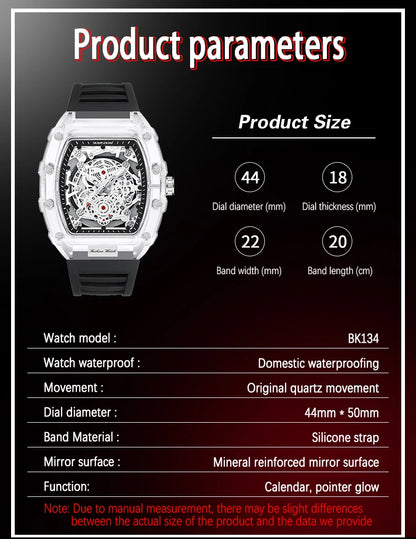 Fashionable Men’s Watch — BK134 Barrel Design, Waterproof Sports Clock