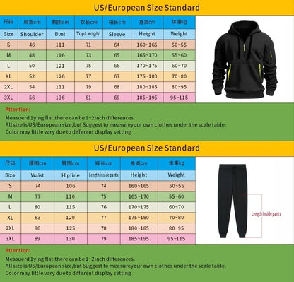 Men's 2025 Autumn/Winter Hooded Sweatshirt + Long Pants Two-Piece Set