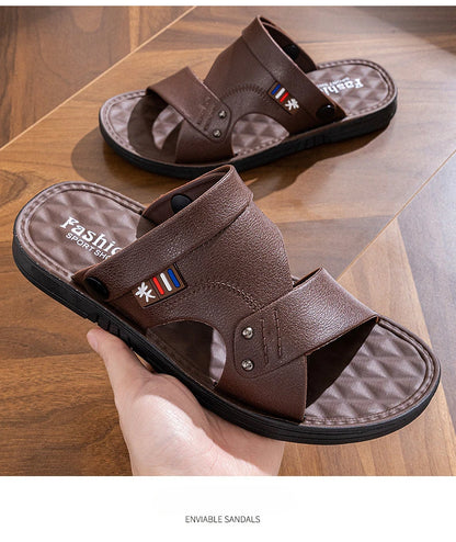 Summer Men’s Leather Sandals — Dual Purpose, Non-Slip, Open-Toe