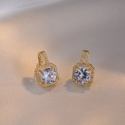 Fashion Square Zircon Necklace Earrings Ring Set For Women Luxury Wedding Engagement & Party Jewelry Set