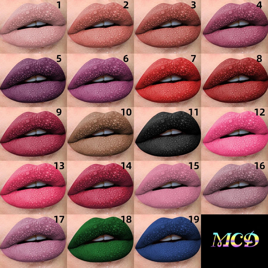 Matte Velvet Lip Gloss Collection – 19 Colors (Waterproof Liquid Lipstick & Lip Gloss)