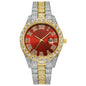Men's Luxury Rhinestone Watch – 40mm Glass Dial, Iced Steel Bracelet, Custom Band Length